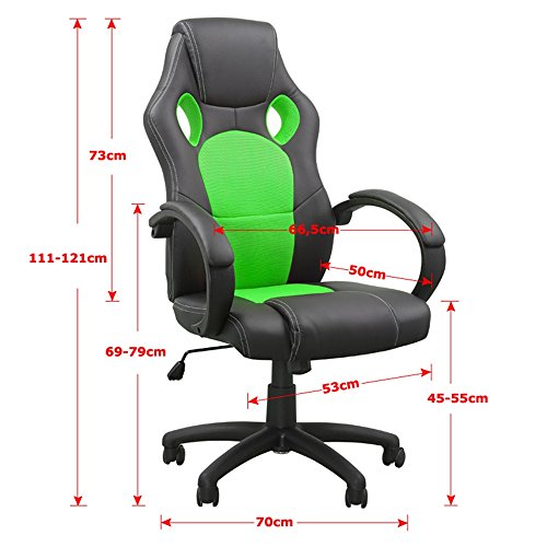MCTECH-Sedia-da-Ufficio-Sedia-Girevole-da-Ufficio-e-da-casa-Gaming-Racing-Poltrona-Sediaa-Rete-Altezza-Regolabile-Nero-Verde-Modello-A