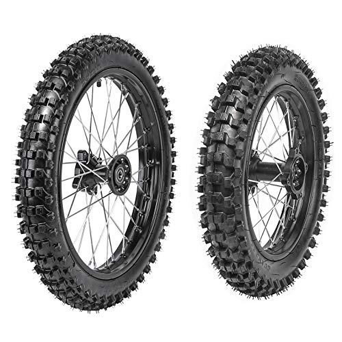 TDPRO Front 70/100-17 + Rear 90/100-14 Wheels Tires For Dirt Pit Bikes | 2.75x17 & 3.5-14 Tires and Rims Inner tubes with 15mm Bearings Motocross Off Road
