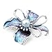 Glamorousky Flower Brooch with Silver Austrian Element Crystal and Grey Fashion Pearl