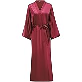 Women's Soft Long Satin Robes Long Silk Robes Full Length Robes Kimonos Silky Bath Robe Dressing Gowns
