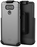 LG G6 Belt Clip Holster Case, Smooth Touch SlimShield Armor by Encased (Metallic Grey)