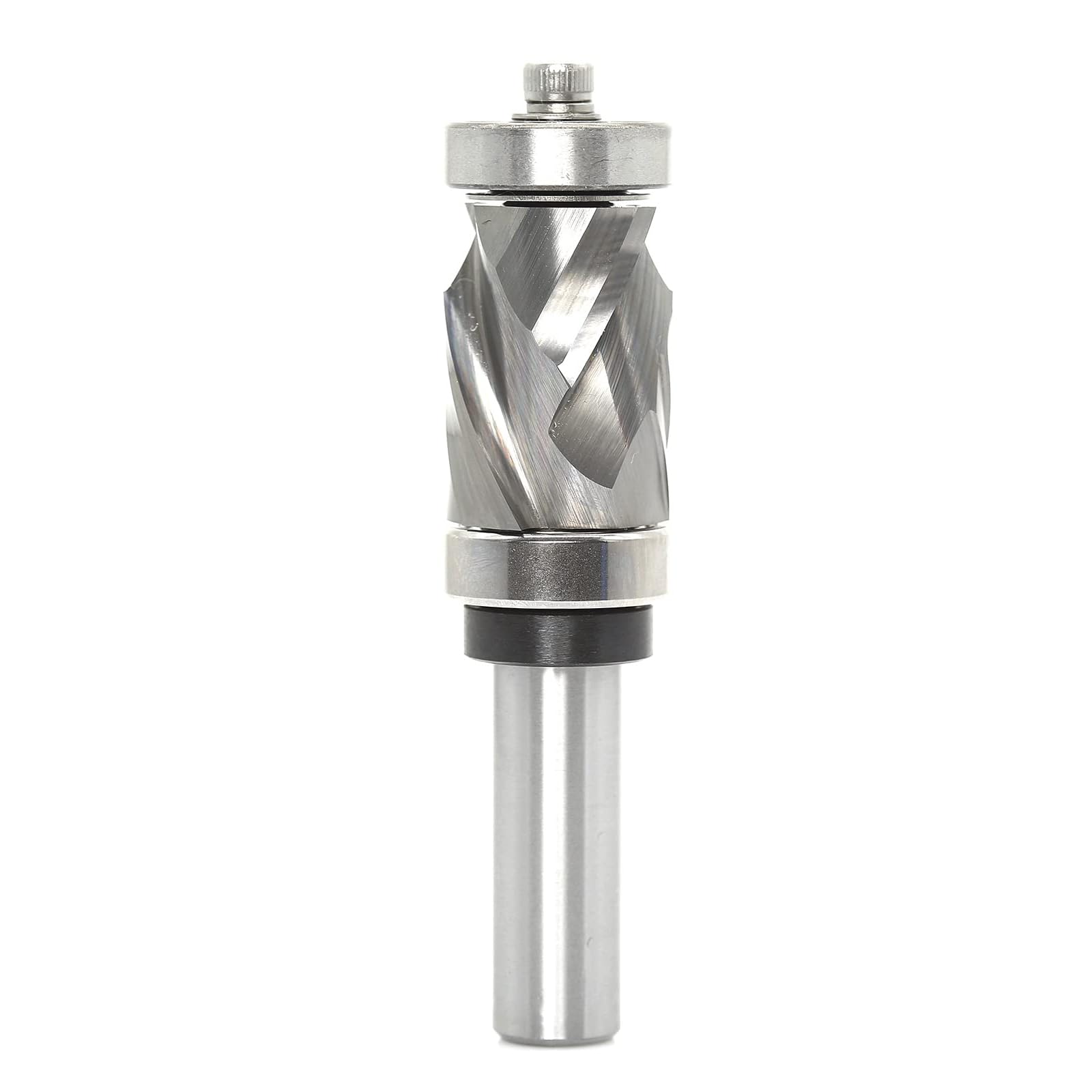 Sinoprotools Compression Spiral Flush Trim Router Bit 1/2" Shank - 7/8" Cut Dia, with Top & Bottom Bearing Template, Solid Carbide UP-Down Cut Compression Bit, for Wood Trimming — image 1