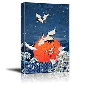 Chinese Element Elegant Red Crowned Crane Painting Wall...