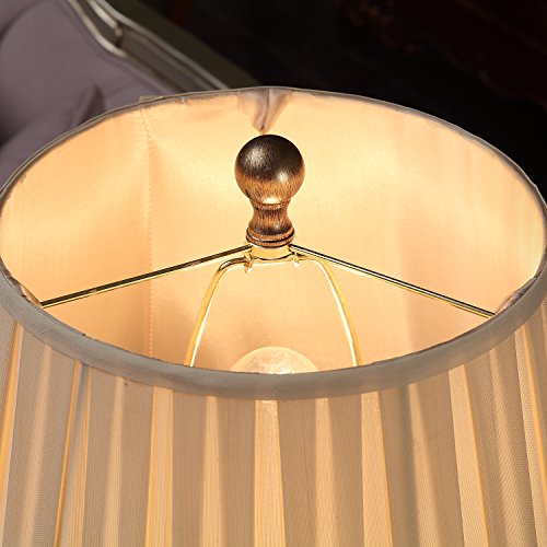 Table Lamp,Topotdor Berg Crystal Antique Brass Linen Shade Table Lamps,Set of 2(Gold Table Lamp) - Thumbnail 7