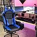 VON RACER Memory Foam Gaming Chair-Adjustable Tilt, Angle and 3D Arms Ergonomic High-Back Leather Racing Executive Computer Desk Office Metal Base, Blue