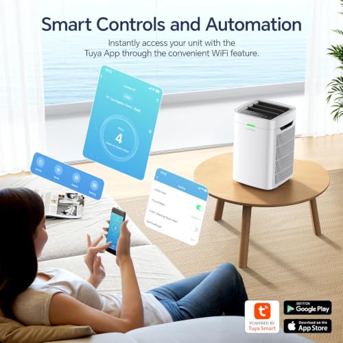 Air Purifiers for Home Large Room up to 2800 Ft² | Double-Sided HEPA Air Purifier with Washable Pre-filter, Smart WiFi, PM 2.5 Air Quality Monitor, 3 Fan Mode, for Pets Hair
