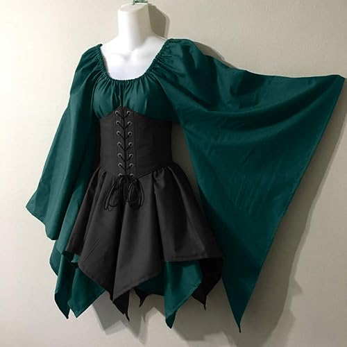 Women Plus Size Medieval Dress Victorian Irish Trumpet Sleeve Dresses  Gothic Retro Gown Renaissance Fairy Cosplay Costume 178 F-Green in Saudi  Arabia | Whizz Costumes