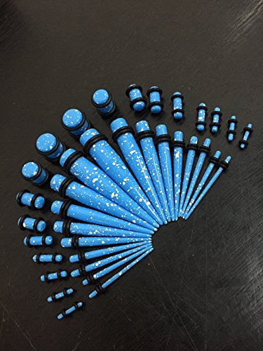 Taper Kit Polka Dot Light Blue Plugs 14G-00G Stretching Kit - 18 Pairs
