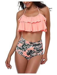 W You DI AN Falbala Bikini conjunto de cintura alta bañador de la parte inferior de la bañera