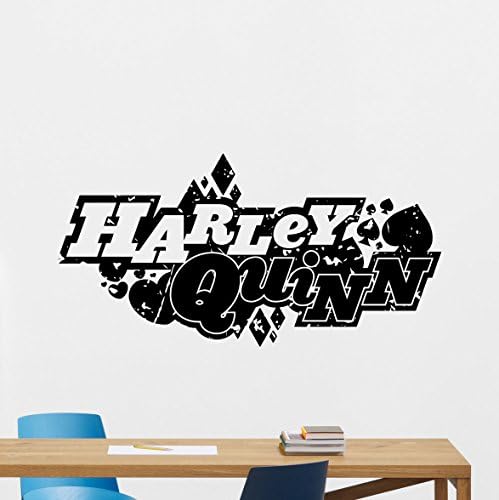 Harley Quinn Logo Wall Decal Emblem Marvel Joker Comics Superhero Vinyl Sticker Wall Decor Cool Wall Art Kids Teen Girl Room Wall Design Modern Bedroom Wall Decor Mural 160zzz