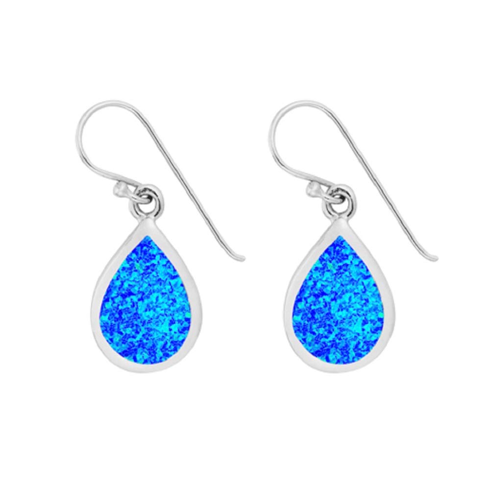 925 Sterling Silver Blue Opal Earrings Fine Gemstones Handmade Jewellery Ethically Sourced Sent Gift Boxed (Teardrop)