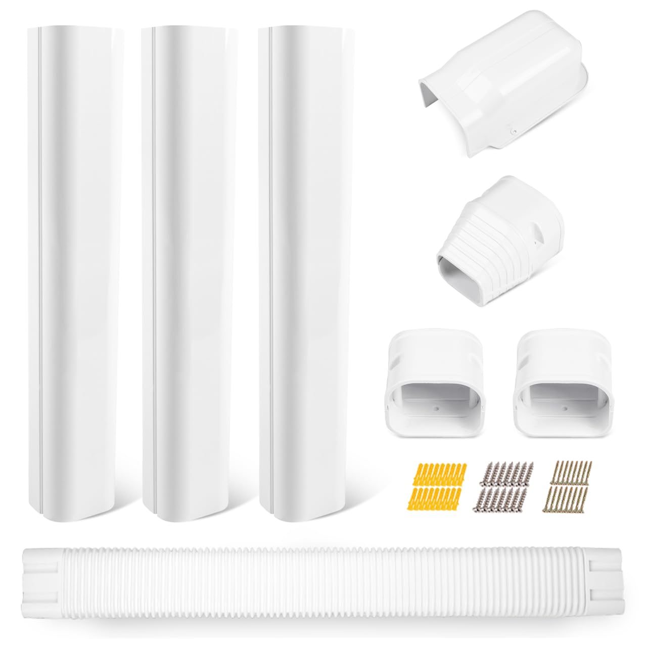 Photo 1 of LyPrem 4.2Ft Mini Split Line Set Cover 3" PVC Line Cover Kit for Mini Split and Central Air Conditioner & Heat Pump(White)