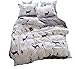 ZHIMIAN Reversible 3 Piece Christmas Bedding and Forest Printed Duvet Cover Set with Zipper Closure(1 Duvet Cover + 2 Pillow Shams),120GSM,Ultra Soft(King,White and Purple)