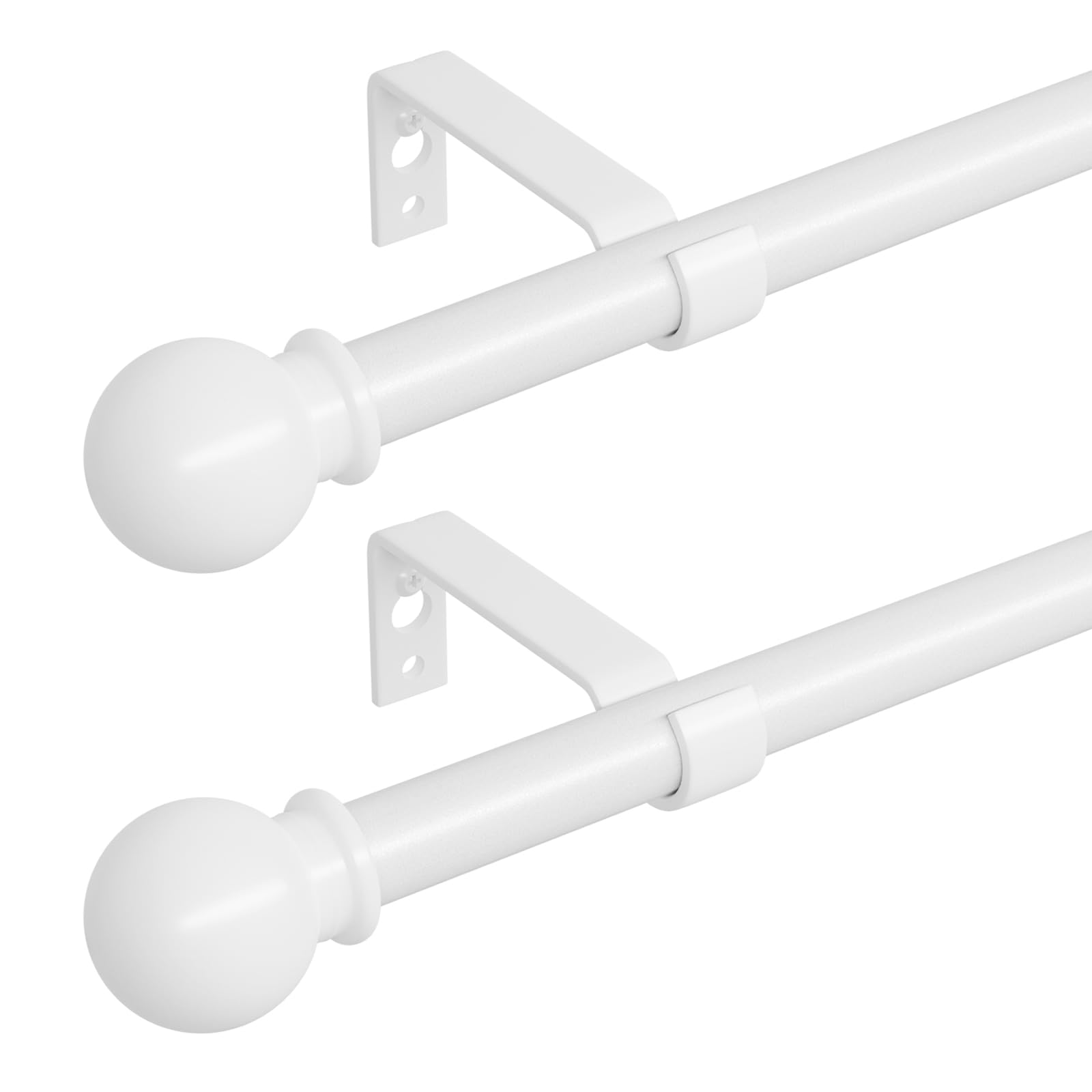 2 Pack Curtain Poles, White 3m Long Curtain Pole for Eyelet Curtains, Adjustable Curtain Rod for Bedroom with Brackets, 16mm Diameter 10ft Metal Curtain Pole