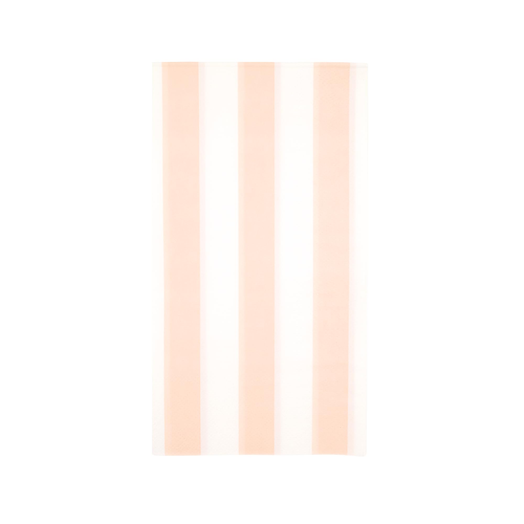Photo 1 of Peach Cabana Stripe Guest Towel Paper Party Napkins| Premium Party Table Decor, Birthday, Girl, Holiday Decorations | Happy Birthday Decorations, 3-ply Paper, Pack of 20, 7" x 4" Folded