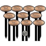 Premium Herb Garden Potted Plant Oval Laser-Engraved Stakes USA Br Copper/Black Herb 10/set