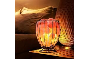 NatureBoost Himalayan Pink Salt Metal Basket Lamp (Tall) with Pair of Extra Bulb, Unique Gift Idea