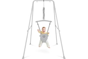 UMIKOOL DIRECT Baby Jumper with Stand, Infant Jumper for Indoor/Outdoor Play, Jumper for Baby 6-24 Months, Baby Jumpers and Bouncers with Adjustable Chain, Easy to Assemble & Store (Grey)