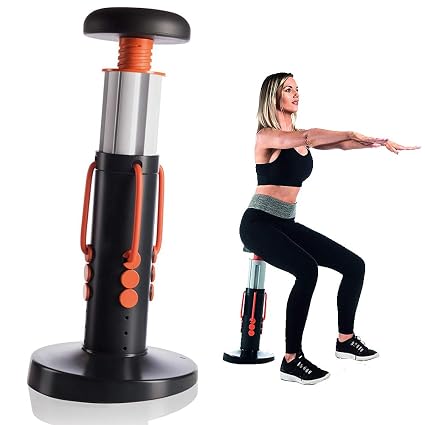 Squat Magic Fitness Equipment - Woman in sports bra and gym leggings squatting on the squat magic