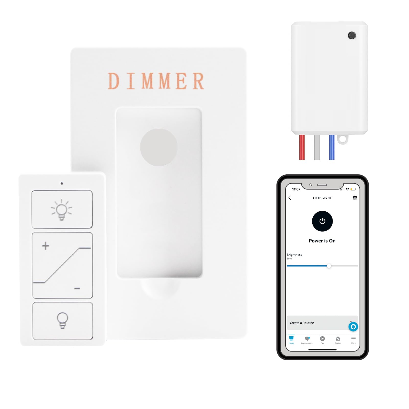 Photo 1 of Wireless Light Switch, Remote Light Switch Compatible with Alexa, Smart Wireless Dimmer Switch and Receiver, Wall Lighting Fixture for Ceiling Lights, Fans, Lamps