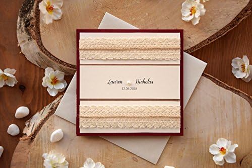 Pocketfold Wedding Invitation (red and ivory) - SAMPLE