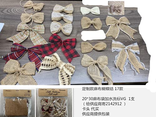 17 PCS Burlap Bow Jute Bow Lace Bowknot for Wedding Party Decor Home Embellishment DIY Crafts