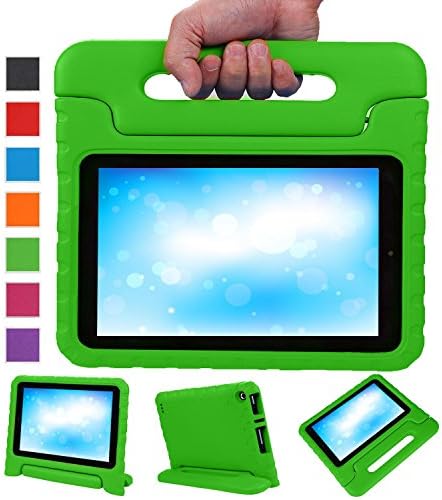 Color Our Life Fire 7 2015 Shockproof Convertible Handle Light Weight Kids Case Super Protective Stand Cover for Amazon Fire Tablet(will only fit Fire 7" Display 5th Generation - 2015 release) Green