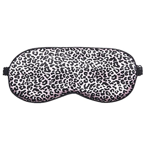 Amily Silk Eye Mask Super Soft Cat Eyelashes Pattern Eye Mask Silk Sleeping Mask Eyeshade (Pink Leopard Print)