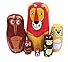 Cute Cartoon Lion Wolf Tiger Monkey Owl Squirrel Forest Animal Nesting Dolls Matryoshka Doll Russian Doll Set 6 Pieces Handmade Kids Gifts Toy