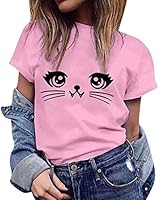 Womens Summer Cute Print Tops Short Sleeve T-Shirts Blouse