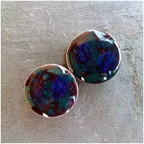 Pair - La Fiesta Glass Ear Plugs Organic Handmade double-flared gauges ceramic Essential Oil Diffusers (25mm 1in)