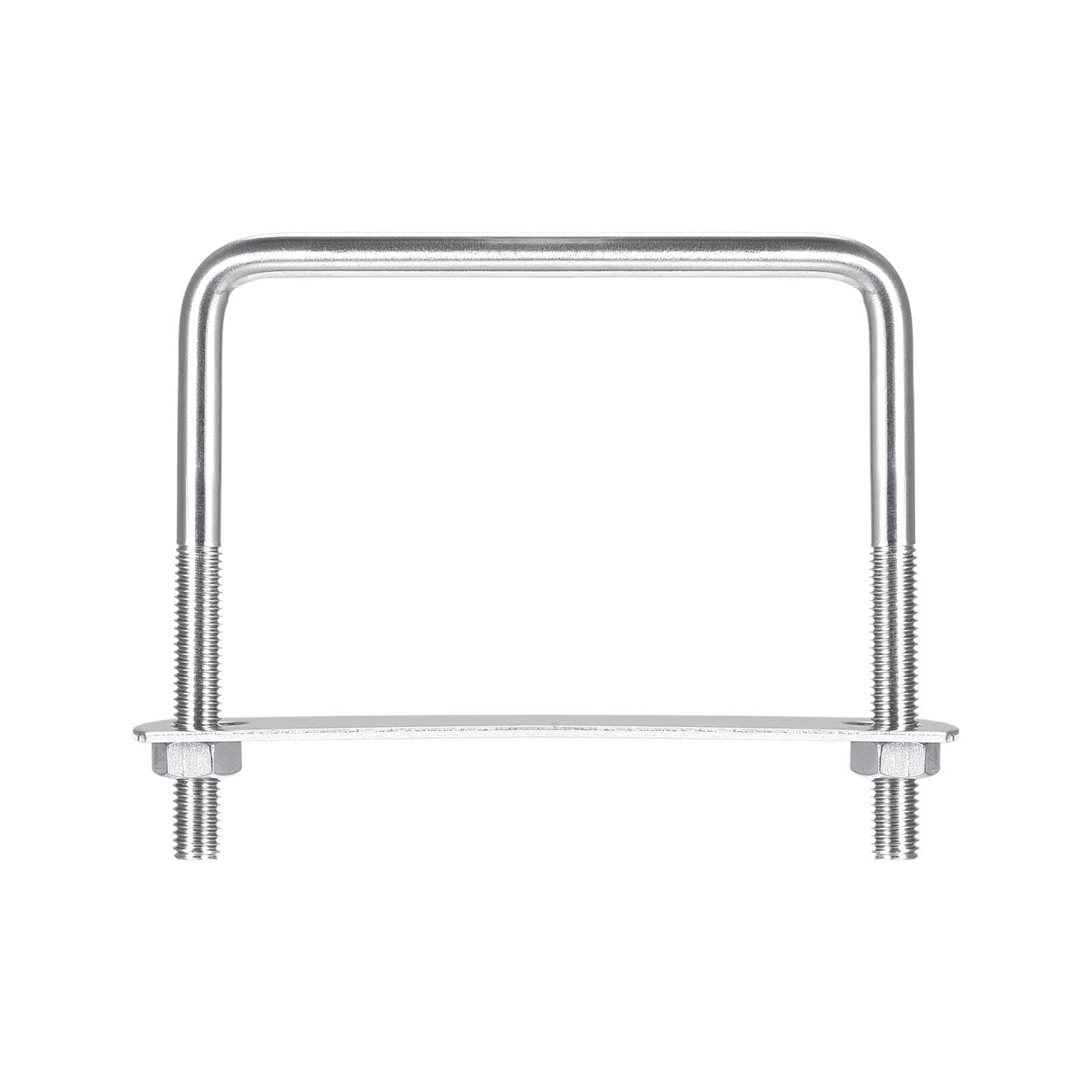 TA-VIGOR M8 Square U-Bolts, 102mm Inner Width 100mm Length 304 Stainless Steel U-Bolts with Nut, Plate for Attaching Piping Conduit Cable Tube Brackets Boat Trailer