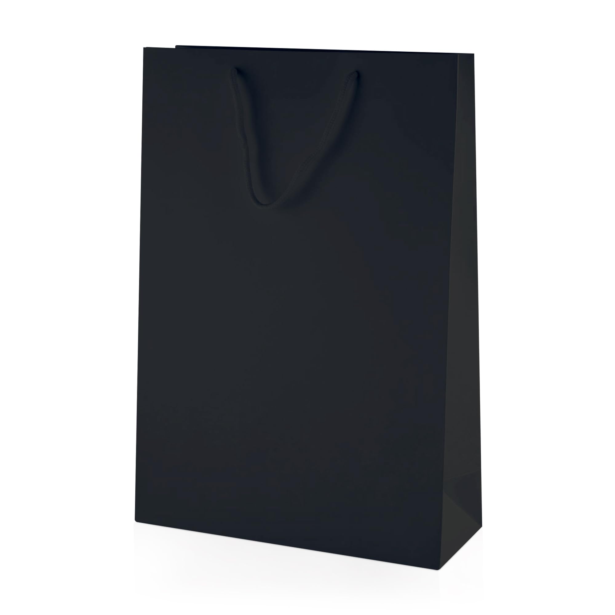 Thepaperbagstore 20× Black Medium Tall Matt Gift Bags 25×36×10cm – 250 gsm Boutique Paper Bags with Rope Handles & Reinforced Base – Ideal for Gifts, Weddings, Retail & Corporate Use