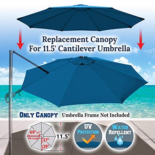 BenefitUSA Replacement Canopy Top Cover for 11.5' Rome Cantilever Patio Umbrella Outdoor Sunshade (Blue)