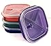 Vrinda (Set of 4) Microwave Food Storage Tray Container Square - 3 Section/Compartment Divided Plates w/Vented Lid
