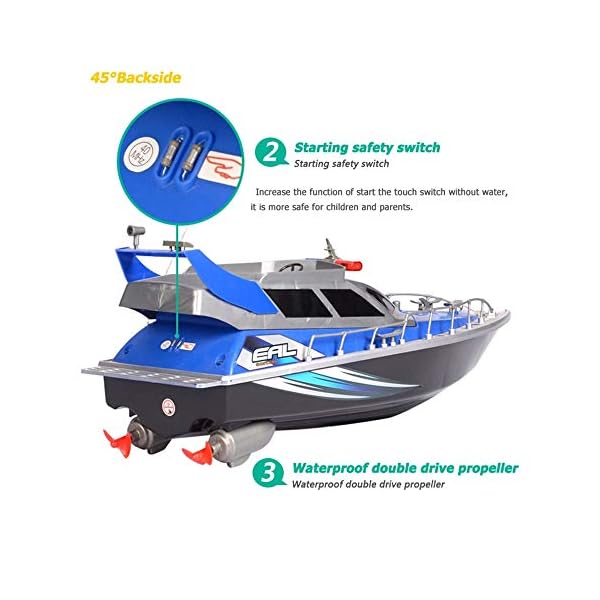 NANE Rc Polizeiboot Ferngesteuertes Boot Polizeischiff Rennboot Küstenwache,Blau – Bild 5