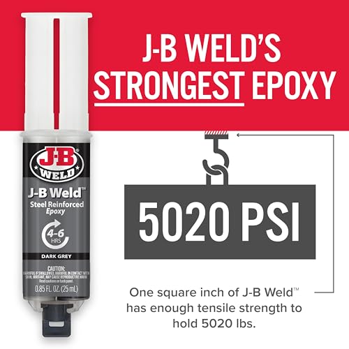 J-B Weld Original Steel Reinforced Epoxy Syringe, High Strength, 2 Pack, Dark photo 8