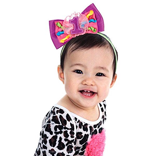 Amscan Charming 1st Headband Birthday Party Accessory Green, Purple, Pink/Plastic & Fabric/7.5" x 6"/1 Per Package