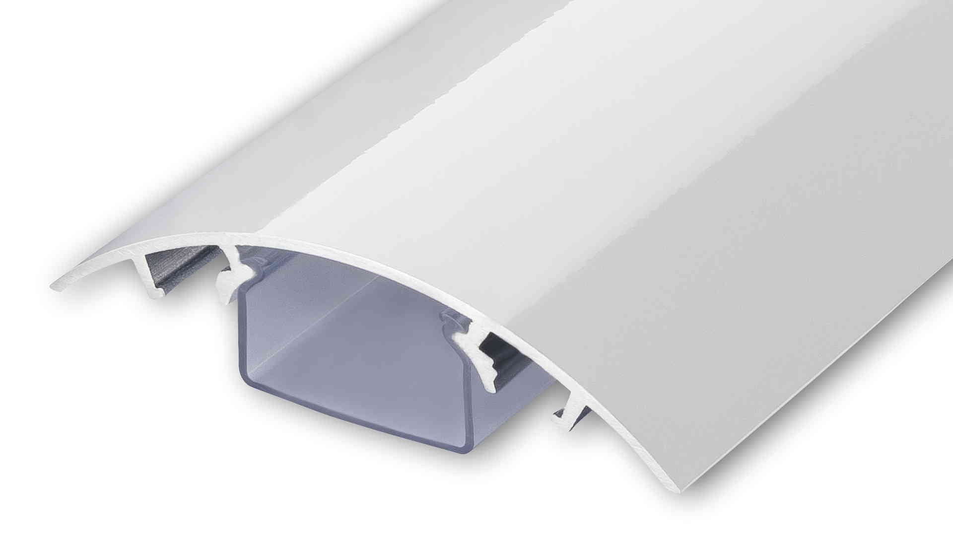 Aluminium cable duct in white high gloss in different lengths compartment cover cable management ALUNOVO (length: 140cm)