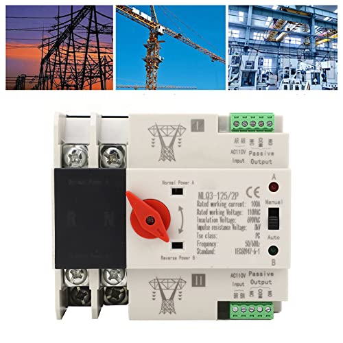 ZAWELIYO Interruptor de Transferencia Automática de Doble Potencia de 110V 100A con PC y Contactos Plateados Interruptor de de Transferencia de Generador P ATS para Montaje, PZ30