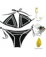 Agreable Women‘s Halter Bikini Top Tie Side Bottom Triangle Bikini Swimsuits Crochet 2 Piece Bathing Suits