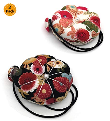Tvoip 2Pcs DIY Handcraft Tool for Cross Stitch Sewing Home Sewing Tools Ball Shaped Needle Pin Cushion with Elastic Wrist Belt - Thumbnail 6