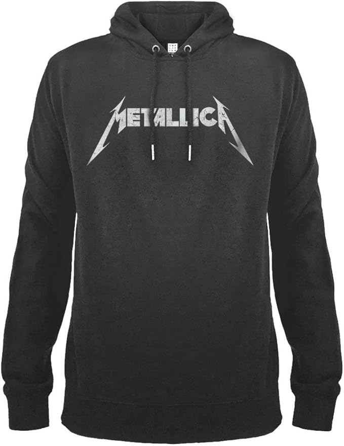 Amplified Metallica 'White Logo' (Grey) Pull Over Hoodie Clothing