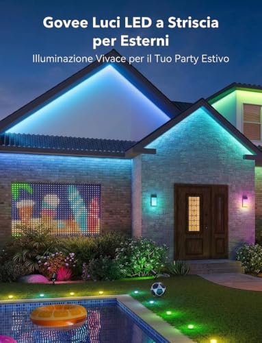 Govee 10M LED Strip Lights for Outdoor, Smart Lights for Outdoor, Works with Alexa and Google Assistant, IP65 Waterproof, RGBIC Outdoor Patio Lights, Party Decorations