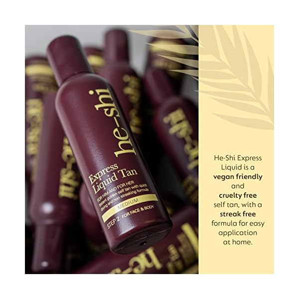 He-Shi-Express-Liquid-Tan-Instant-Fake-Tan-Liquid--No-False-Tan-Smell--Quick-Dry-Streak-Free-Formula--Natural-Vegan-Formula-Containing-Glycerine--Body-Face-Self-Tan-150ml-Liquid He-Shi Express Liquid Tan Instant Fake Tan Liquid, Medium – Express Fake Tan Lotion - Quick Dry Formula with No False…