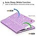 iPad 6th/ 5th Generation Case, BENTOBEN 9.7 inch Case for iPad 2018/2017 & iPad Air/Air 2 Glitter Folio Folding Stand Flip Slim Protective Auto Week/Up Smart Cover with Apple Pencil Holder, Purple