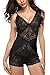 Avidlove Women Lingeries Strap Babydoll Lace Outfits Patchwork Sleepwear Jumpsuit Black XXL