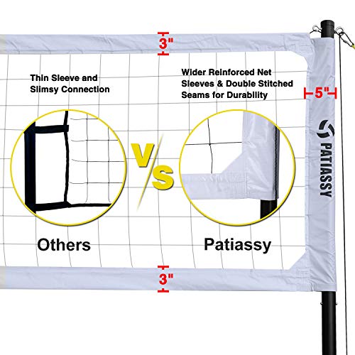 Volleyball Net Set System, Outdoor Portable Volleyball Net with Poles for Backyards, Tightener