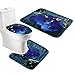 Amagical 3 Piece Bath Mat Set Sea Fishes Flannel Bathroom mat Contour Toilet Cover Rug