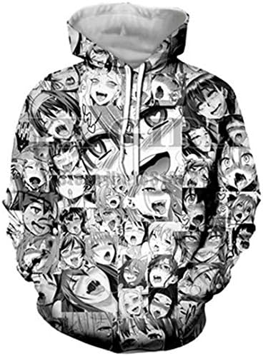 Unisex Funny 3D Printing Ahegao Anime Hoodie